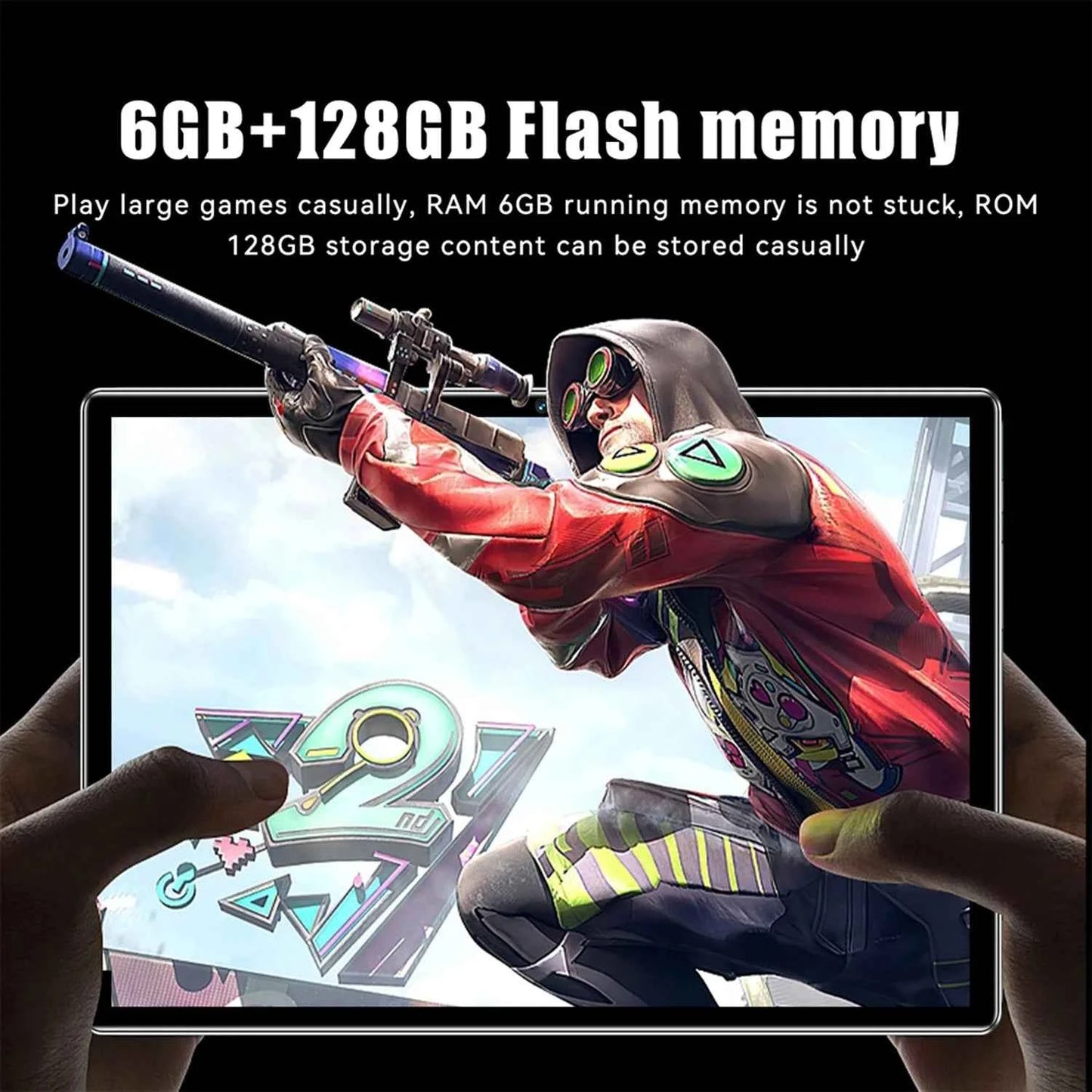 New Arrival 10.1 Inch Octa Core Android Tablets 6GB RAM 128GB ROM 4G Dual SIM Network AI Speed-up Tablet Bluetooth WiFi 6000mAh