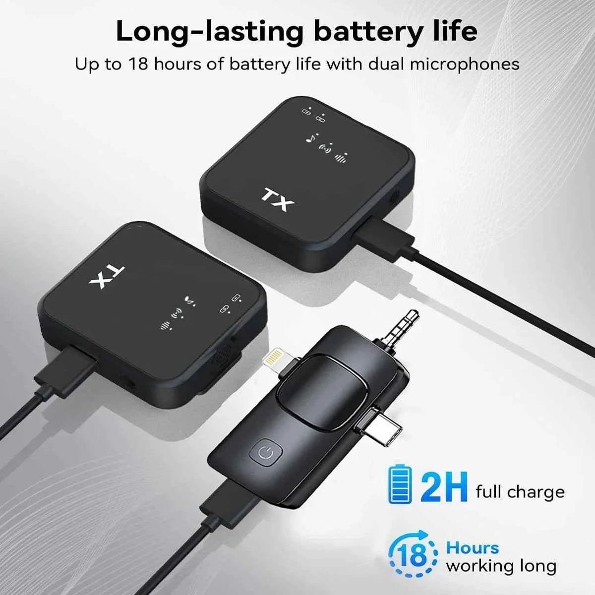 3in1 Wireless Lavalier Microphone for Camera,iPhone,Android,Microphone for Video Recording Recording Podcast Noise Reduction Mic