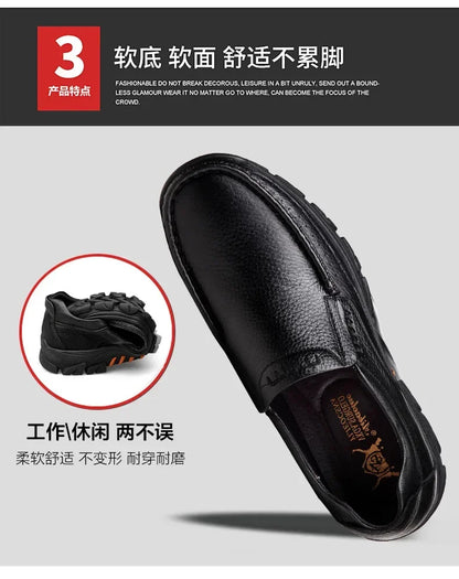 New Handmade Genuine Leather Shoes 48 Men Loafers Soft Cow Leather Men Thick Sole Casual Shoes Male Footwear Black Brown Slip-on