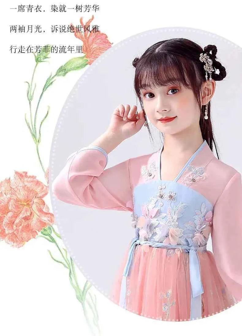 Summer Girls' Hanfu Dress Princess Costume Children's Dresses Kids Vintage Party Baby Girl Dress Cosplay Girls Clothes Vestidos