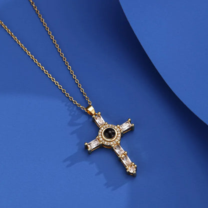 Fashion Projection Necklace Jewelry Personalized Photo Custom Cross Pendant Suitable For Male And Female Couples To Give Gifts - AMULET RING STORE