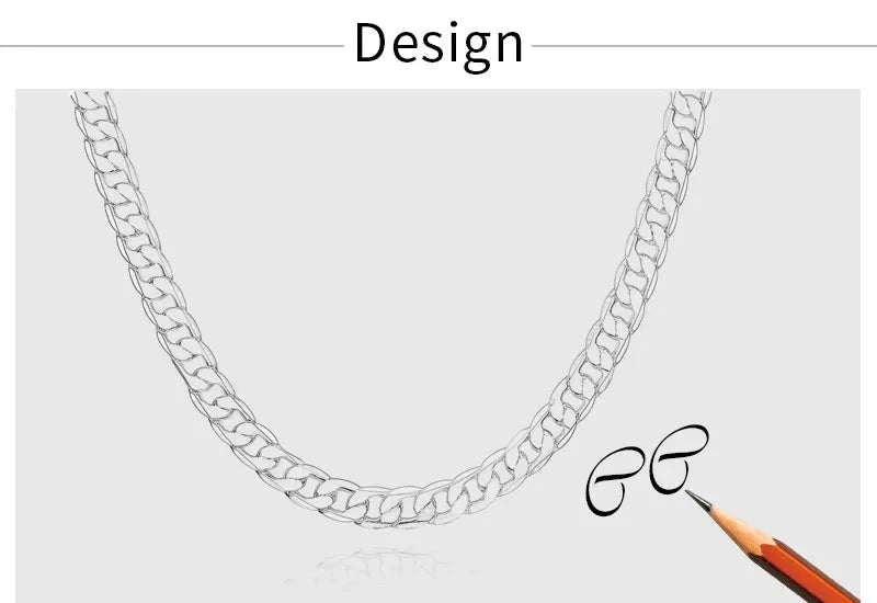 Men's 925 Sterling Silver Necklace 2/4/6/8/10/12MM 40-75cm Face Chain Necklace Lobster Clasp Men And Women Engagement Jewelry - AMULET RING STORE