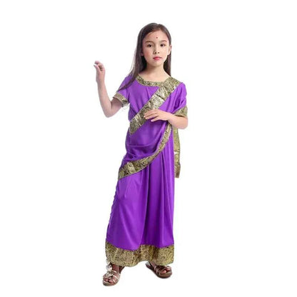 ss13Indian Saree Party India Sari Bollywood Dress Girls Traditional Indian Kids Clothes for Children Cosplay Costumes