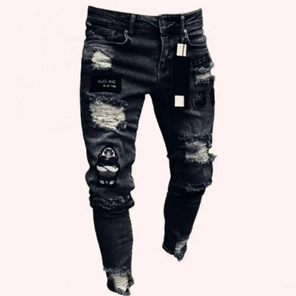 Ripped Jeans Men Stretch Skinny Grey Blue Black Hip Hop Denim Trousers Streetwear Casual Slim Fit Jeans for Men Jogging jean