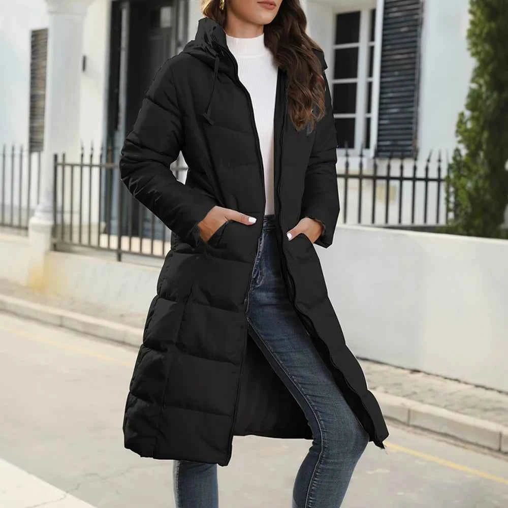 Women's Padded Coat Autumn Winter Simple Basics Zipper Long Sleeve Hoodie Daily Long Padded Clothes