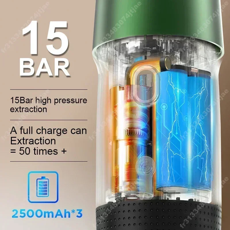 Electric Portable Coffee Machine Portable Italian Espresso Machine for Car & Home 3-in-1 Capsule Powder Travel Coffee Maker - AMULET RING STORE