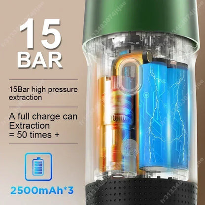 Electric Portable Coffee Machine Portable Italian Espresso Machine for Car & Home 3-in-1 Capsule Powder Travel Coffee Maker - AMULET RING STORE