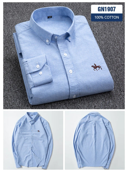 Long Sleeve Pink Shirt For Men Oversize Slim Fit Casual Dress Shirts Four Seasons Cotton Oxford New Fashion Korean Men Clothing