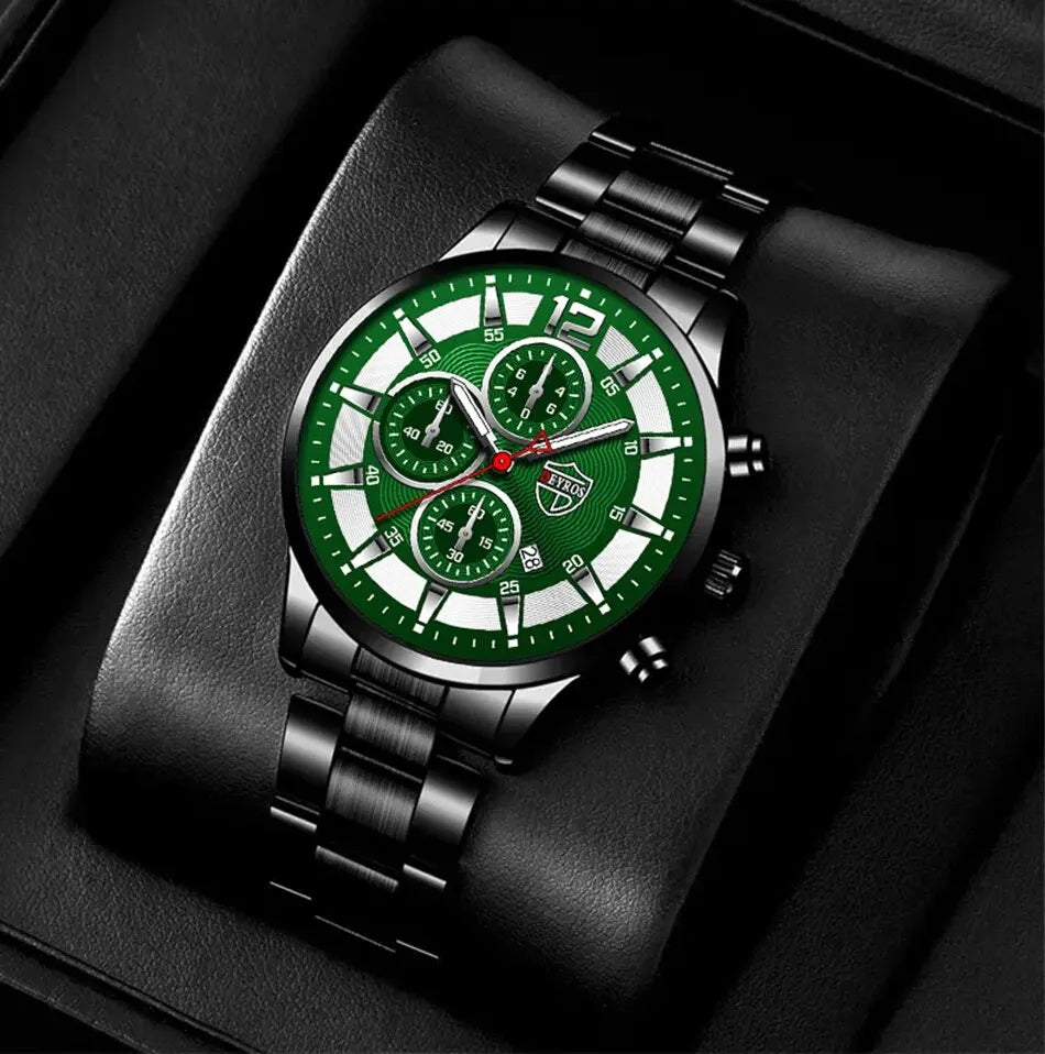 Fashion Men Stainless Steel Watch Luxury Calendar Quartz Wrist Watch Mens Business Watches for Man Luminous Clock - AMULET RING STORE