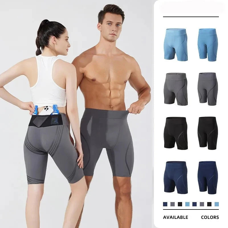 Men Women Pocket Running Tights Shorts Board GYM Exercise Fitness Leggings Basketball Hiking Trainning Sport Soccer Clothing C89