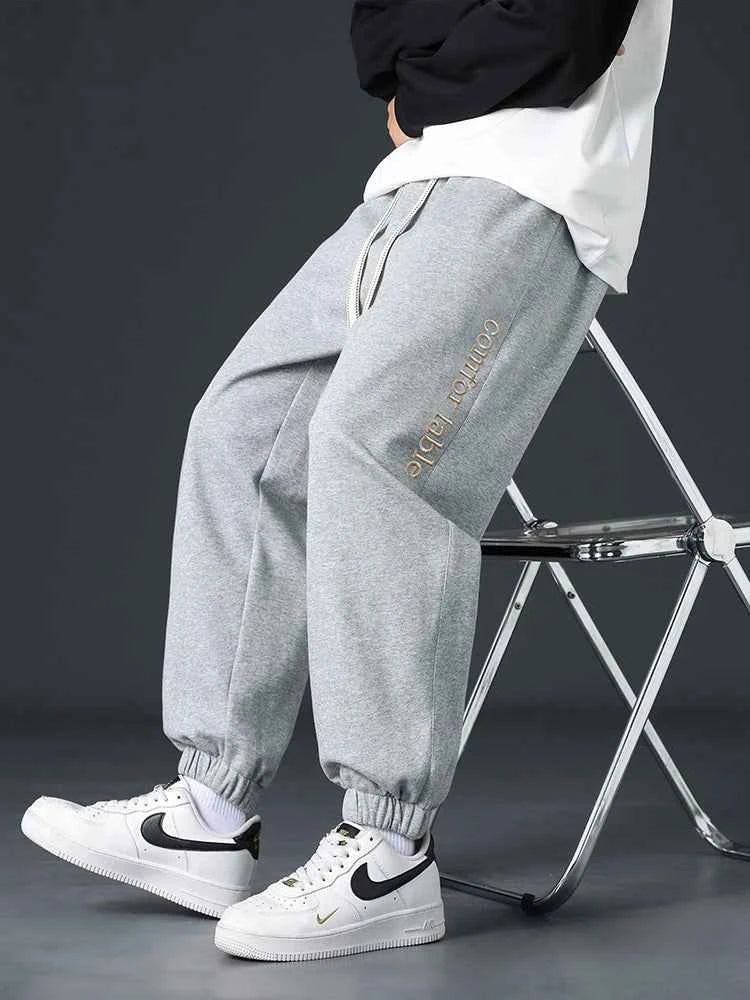 Big Size Men Sweatpants Spring Autumn Casual Baggy Jogger Pants String Banding Solid Color Sportswear Cotton Loose Trousers 8XL