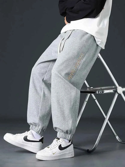 Big Size Men Sweatpants Spring Autumn Casual Baggy Jogger Pants String Banding Solid Color Sportswear Cotton Loose Trousers 8XL