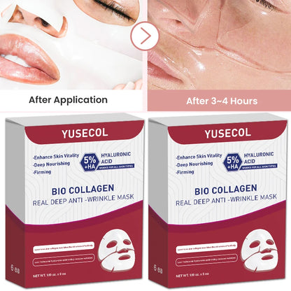 Korean Bio Collagen Anti-aging Face Mask Hyaluronic Acid Deep Hydrating Moisturizing Whitening Lightening Facial Skin Care - AMULET RING STORE