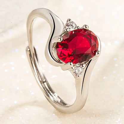 Brand new S925 sterling silver pigeon blood ruby ring, adjustable, luxurious engagement jewelry gift