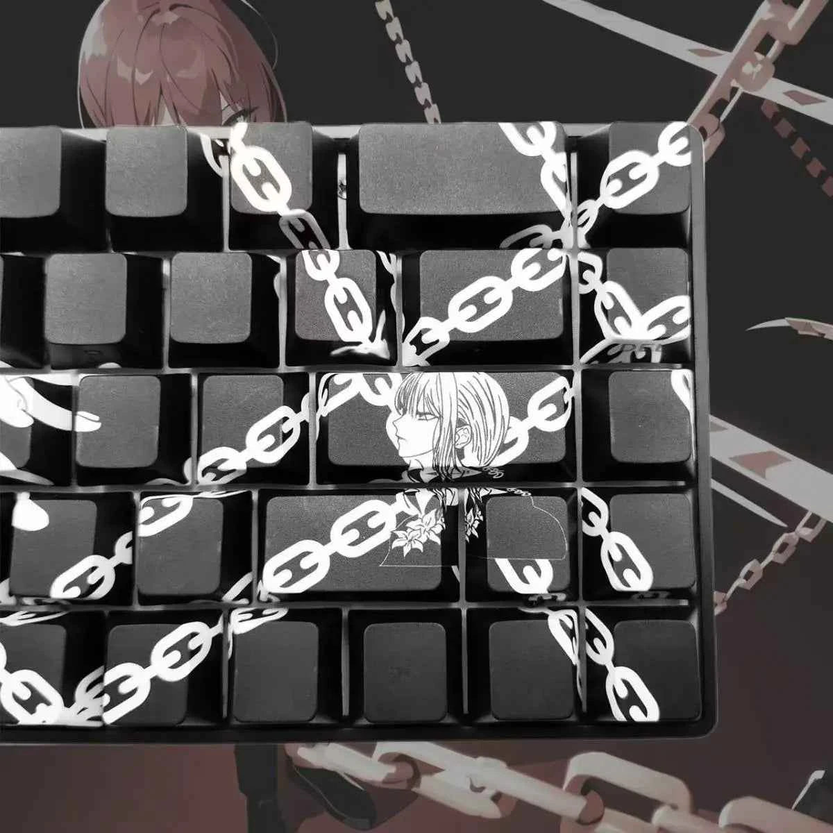 129 Keys Makima Anime Keycaps Cartoon PBT Keycap Cherry Keycaps Key Cap Dye-sub Mechanical Keyboard Caps for 64/68/71/84/108