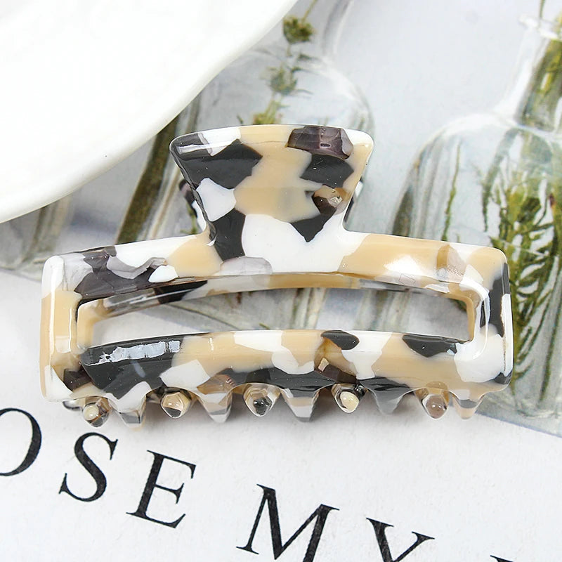 Mini Women's Hair Clips Colorful Geometric Hollow Crab Claw Clip Acetate Leopard Print Fashion Girls Hairpin Hair Accessories - AMULET RING STORE