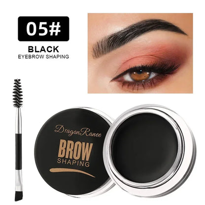 2 in 1 Eyeliner Eyebrow Gel Cream with Brush Waterproof Long-lasting Matte Black Brown Easy Wear Eyeliner Korean Makeup Cosmetic - AMULET RING STORE