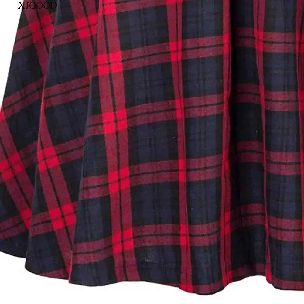 High Waist Plaid Swing Skirt Faionable Large Flounce Midi Skirt Women's Premium Clothing A-Line Silhouette Umbrella Skirt