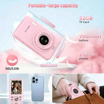 W&O Q3 Mini Digital Photo Camera 48MP 1080P 16X Zoom Child Point and Shoot Vlogging Cameras Vintage Portable Video Photocamera