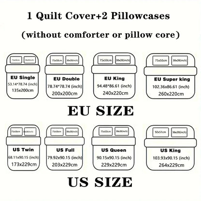 3pcs Love couple pattern printed bedding set, 1*quilt cover+2*pillowcase, suitable for couples and adults bedrooms - AMULET RING STORE