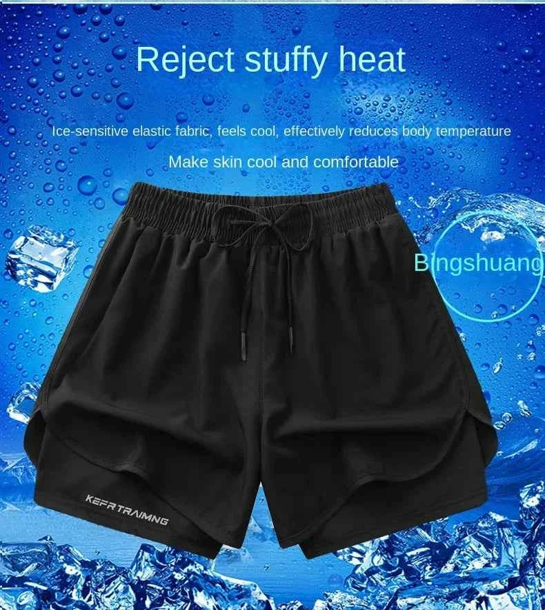 【 S-5XL 】2025 Sports Three Piece Pants Summer Popular Anti glare Double layered Sports Shorts for Men and Women Couples Ru