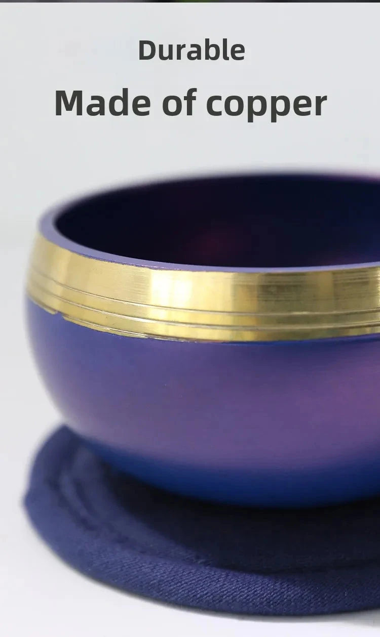 Nepal Handmade Buddha Singing Bowl Yoga Meditation Colorful Sound Therapy Tibetan Singing Bowls Healing Percussion Instruments - AMULET RING STORE