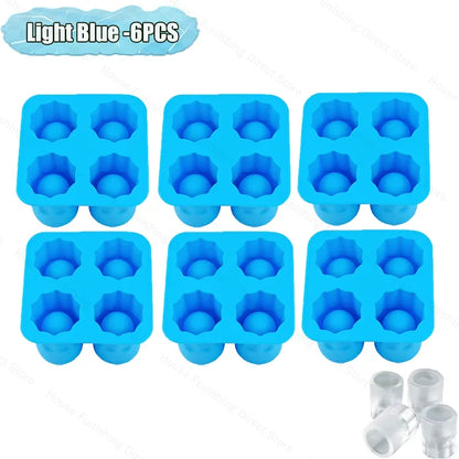 4Cup Shape Silicone Ice Cube Mold Tray for Summer Bar Party DIY Cold Drinks Kitchen Essential Ice Cup Maker Compartment Mold - AMULET RING STORE