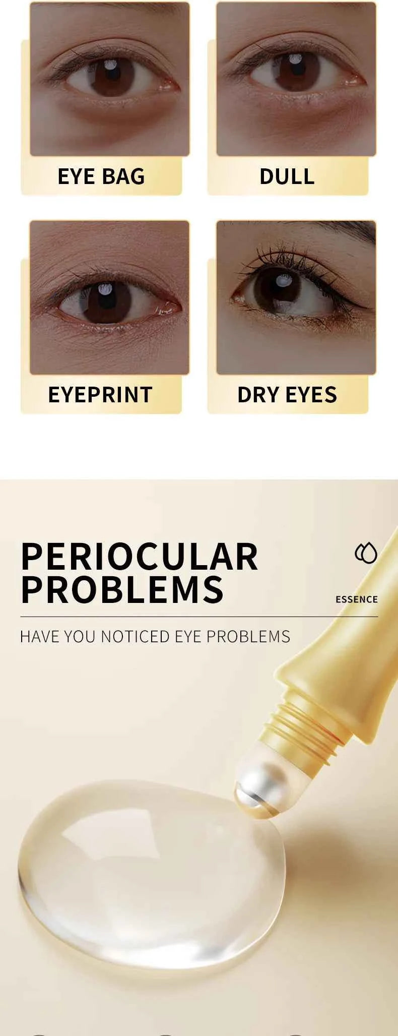 Snail Face Cream + Retinol Eye Massage Roller Serum 2pcs Moisturizing Eye Bag Face Cream Korean Skin Care Products