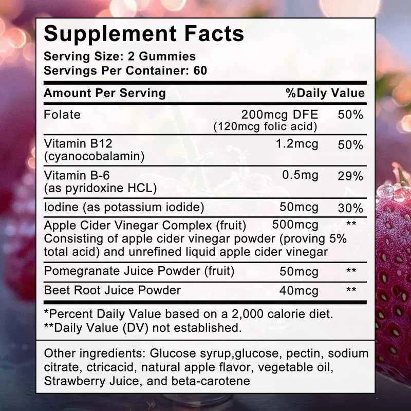 BBL Gummies - Natural Vitamin B, Apple Cider Vinegar - Shapes Buttocks, Plumps and Lifts Buttocks, Manages Body Shape