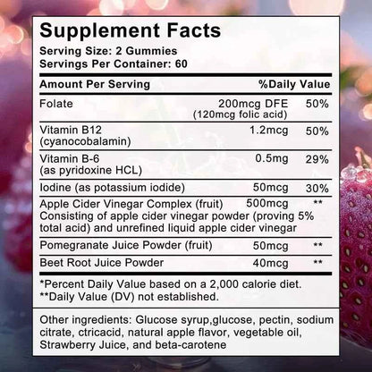 BBL Gummies - Natural Vitamin B, Apple Cider Vinegar - Shapes Buttocks, Plumps and Lifts Buttocks, Manages Body Shape