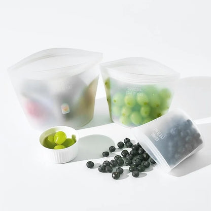 1/3/4Pcs/Pack Silicone Storage Bag,Reusable Food Grade Fresh-keeping Zipper Bags,BPA Free,Leakproof,Microwave&Dishwasher Safe - AMULET RING STORE