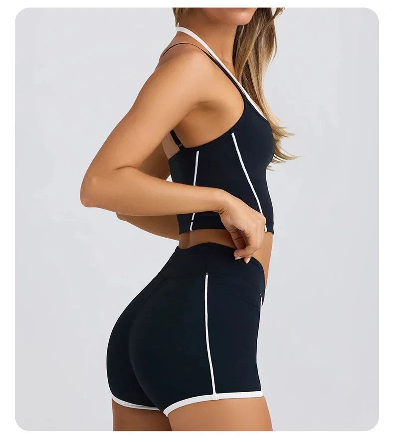 ‌Women's Tracksuits High Waist Yoga Shorts - Butt Lifting Gym Fitness Elastic Tight Naked Workout Shorts Yoga Set Sportswear