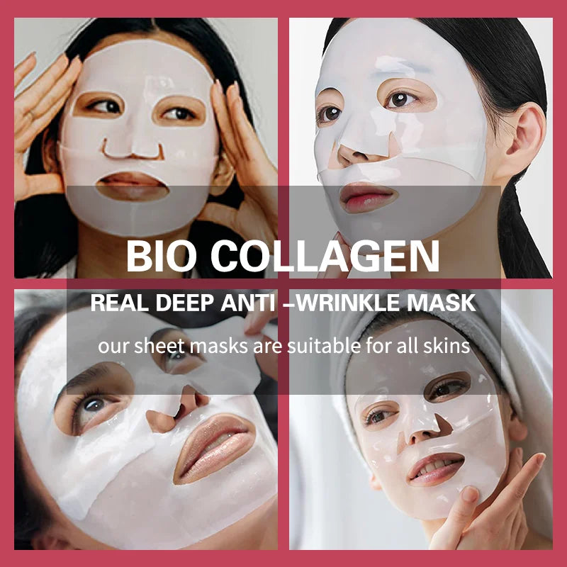 Korean Bio Collagen Anti-aging Face Mask Hyaluronic Acid Deep Hydrating Moisturizing Whitening Lightening Facial Skin Care - AMULET RING STORE