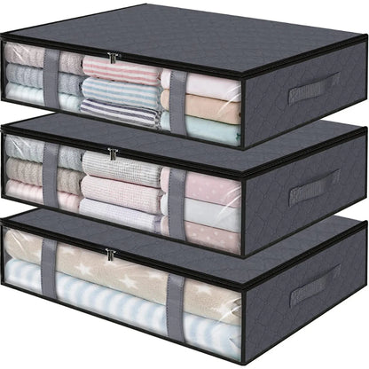 Foldable Under Bed Storage Containers with Clear Window Underbed Toy Organizers and Clothing Storage Bags Closet Storage Bins - AMULET RING STORE