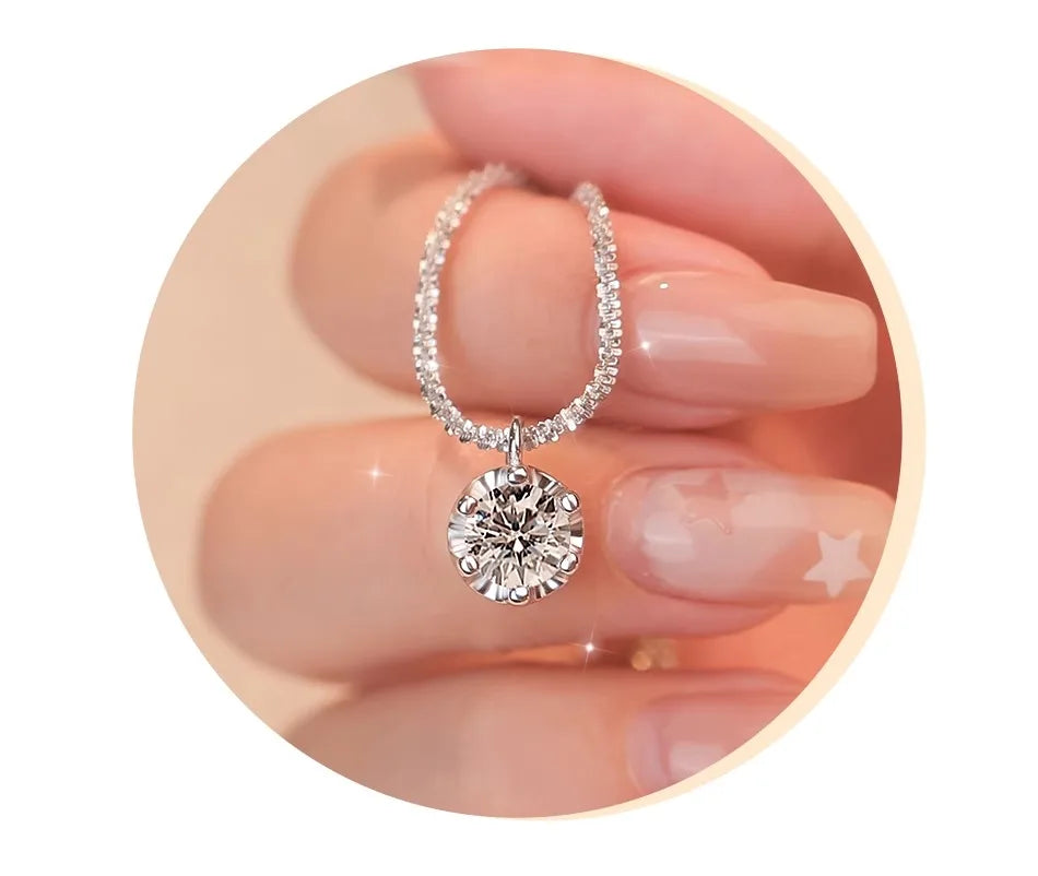 TEN CARATS 0.5-2CT S925 sterling silver Moissanite Women's Necklace Super Sparkly D Color VVS1 Pendant chain plated Jewelry - AMULET RING STORE
