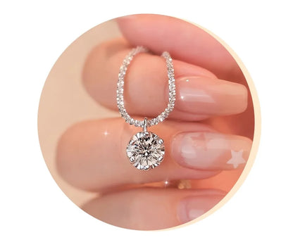 TEN CARATS 0.5-2CT S925 sterling silver Moissanite Women's Necklace Super Sparkly D Color VVS1 Pendant chain plated Jewelry - AMULET RING STORE