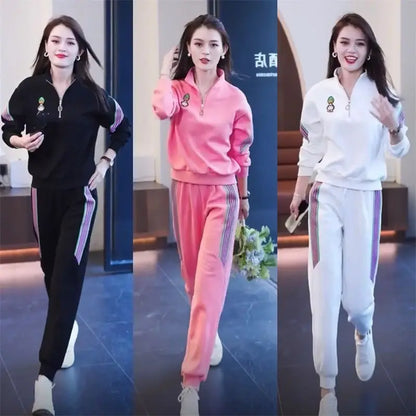 Women's Casual Suit Spring Autumn New Loose Tracksuit Fashion Tops And Pencil Pants 2 Two Piece Set Plus Size Clothing For Women