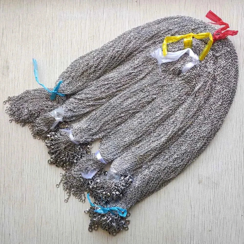 2mm 1.5mm stainless steel Chain Necklaces 45 50 60cm with Lobster Clasp for pendants Jewelry Accessories making Wholesale 100pcs - AMULET RING STORE