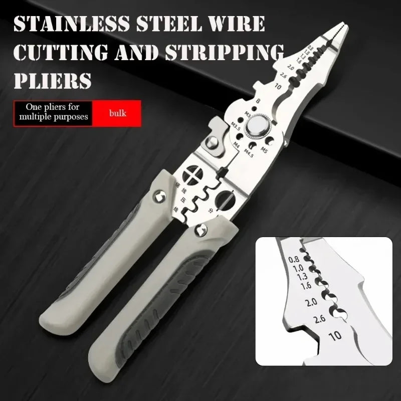 Multifunctional Electrician Pliers, 6-in-1 Wire Stripper Separator, Cutting and Crimping Tool for Cable Repair and Installation - AMULET RING STORE