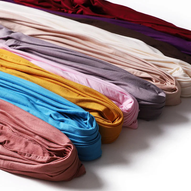 Newest Milk Silk Jersey Hijabs for Women Soft Warm Muslim Woman Turban Hoofddoek Headscarf Good Stitch Stretch Jesey HIjab Scarf - AMULET RING STORE