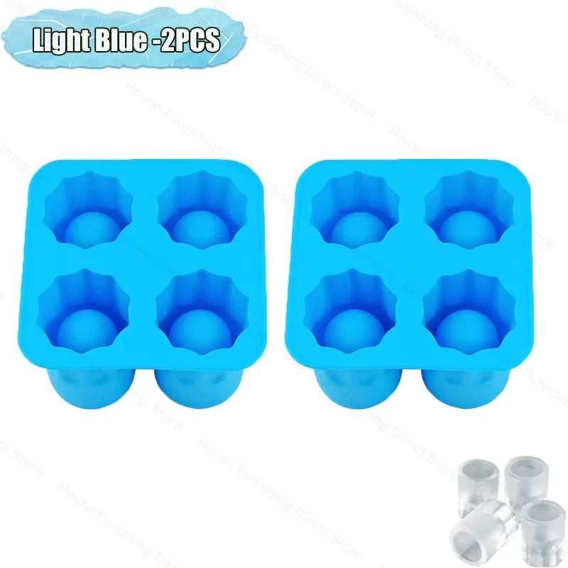 4Cup Shape Silicone Ice Cube Mold Tray for Summer Bar Party DIY Cold Drinks Kitchen Essential Ice Cup Maker Compartment Mold - AMULET RING STORE
