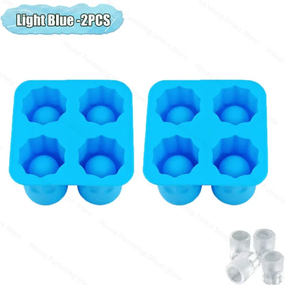 4Cup Shape Silicone Ice Cube Mold Tray for Summer Bar Party DIY Cold Drinks Kitchen Essential Ice Cup Maker Compartment Mold - AMULET RING STORE
