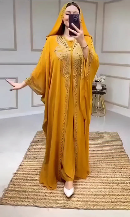 2025 Traditional Hooded Abaya African Dresses for Women Luxury Boubou Dress Africa Clothing Plus Size Dashiki Ankara Outfit Robe