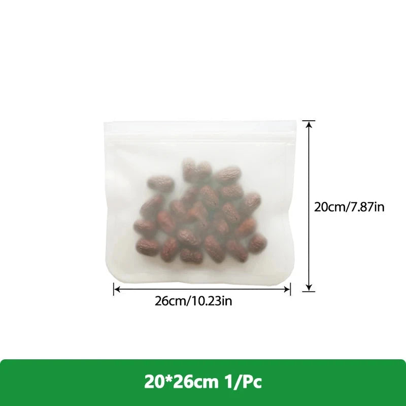 1/5/10 Pcs Reusable Ziplock Silicone Bags Dishwasher Safe Freezer Bag Lunch Bag Sandwich Bags BPA Free for Food Storage Home - AMULET RING STORE
