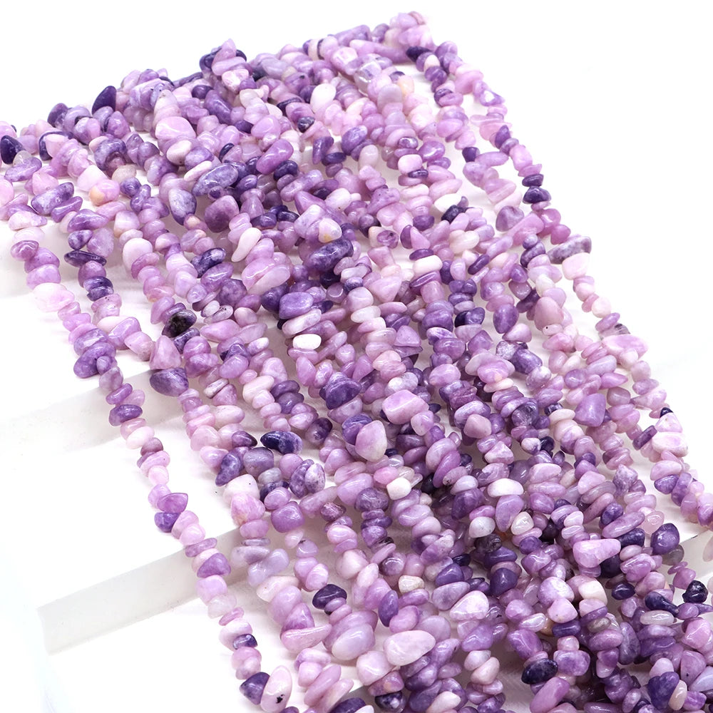 Natural Lilac Lepidolite Crystal Stone Beads Freeform Chips Gravel for Party Gift DIY Crafts Necklace Bracelet Jewelry Making - AMULET RING STORE
