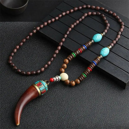 Fashion Long Sweater Pendant Chain Wooden Beaded Tassel Boho Bohemian Necklace Jewelry Nepal Wood Beads Pendant Necklace