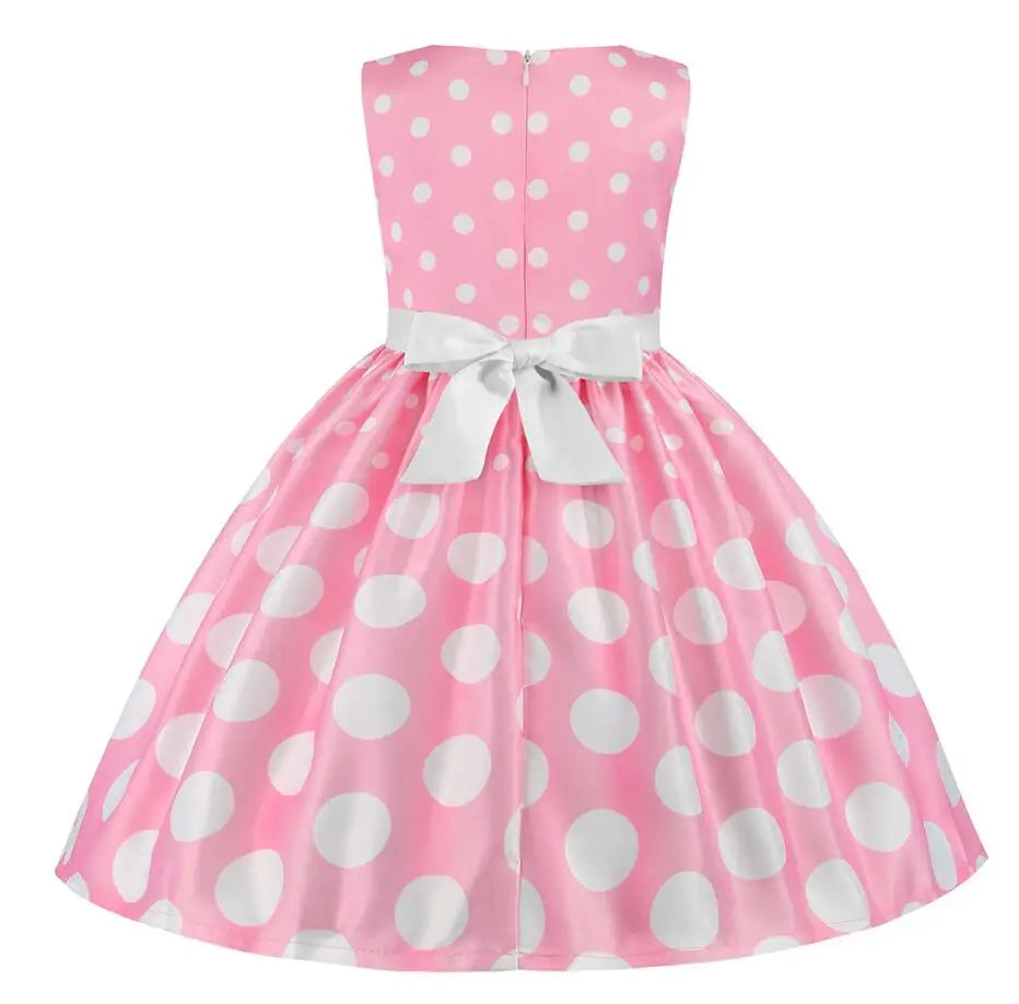 Summer Girls Rose Print Dress Princess Wedding Birthday Party Frocks Satin Children Vestidos Dresses For Girl Christmas Clothing