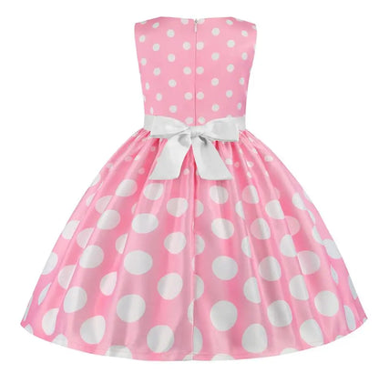 Summer Girls Rose Print Dress Princess Wedding Birthday Party Frocks Satin Children Vestidos Dresses For Girl Christmas Clothing