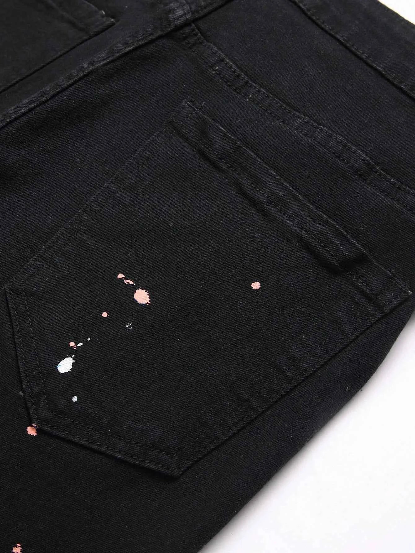 Men y2k Stretchy Skinny Denim Jeans For Men Casual pants Ripped Patchwork Hole Slim Fit Denim Hip Hop Black Straight Trousers