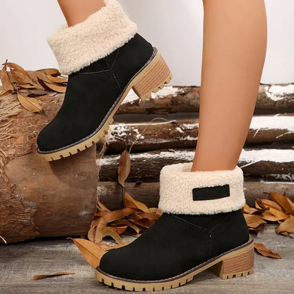 Plus Size 35-43 Shoes for Women Winter Fur Warm Snow Boots Ladies Comfortable Slip on Platform Casual Mid-calf Boots Women Boots - AMULET RING STORE